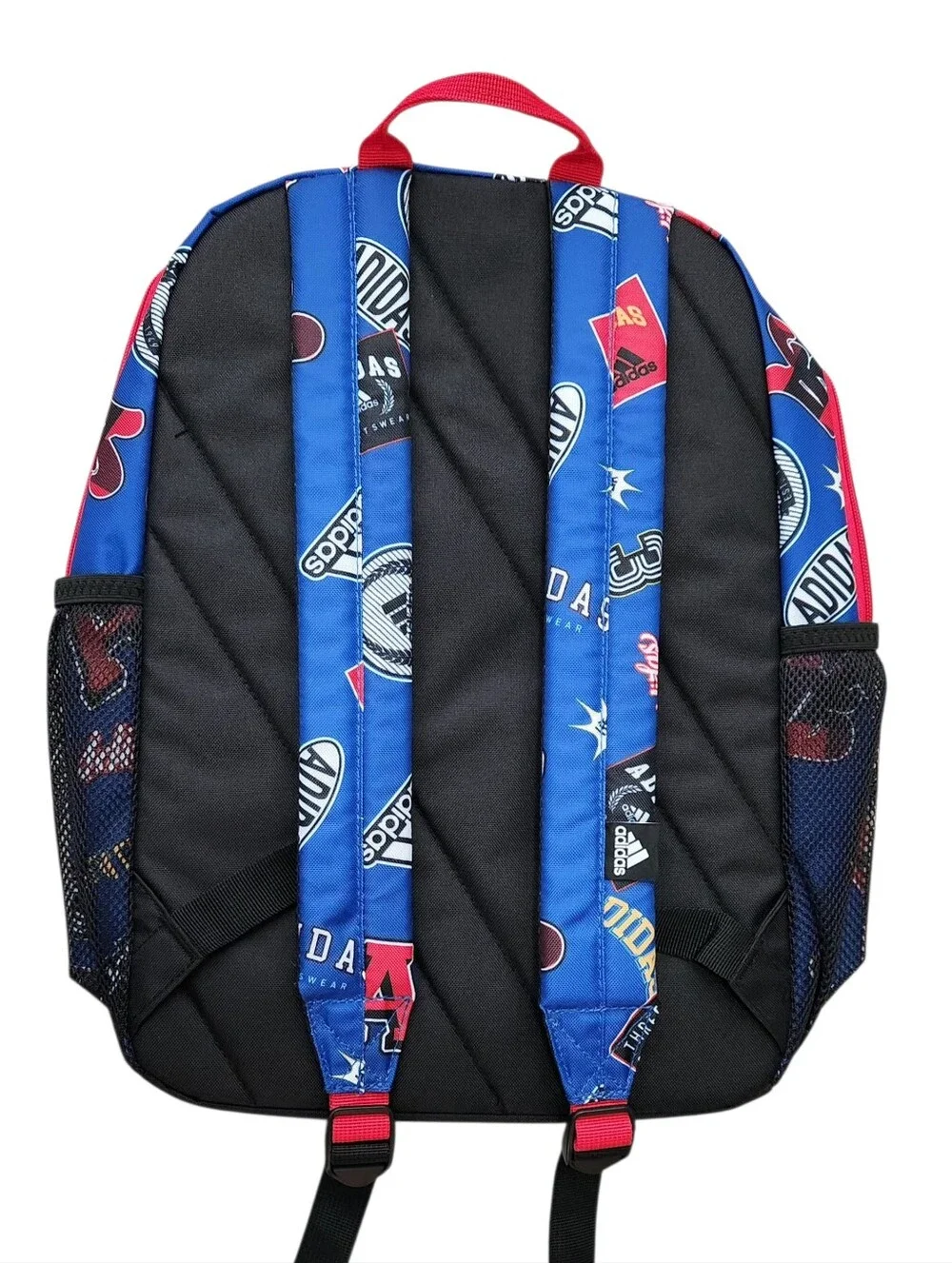 NEW Adidas Blue Graphic Logo Backpack with Red Accents
